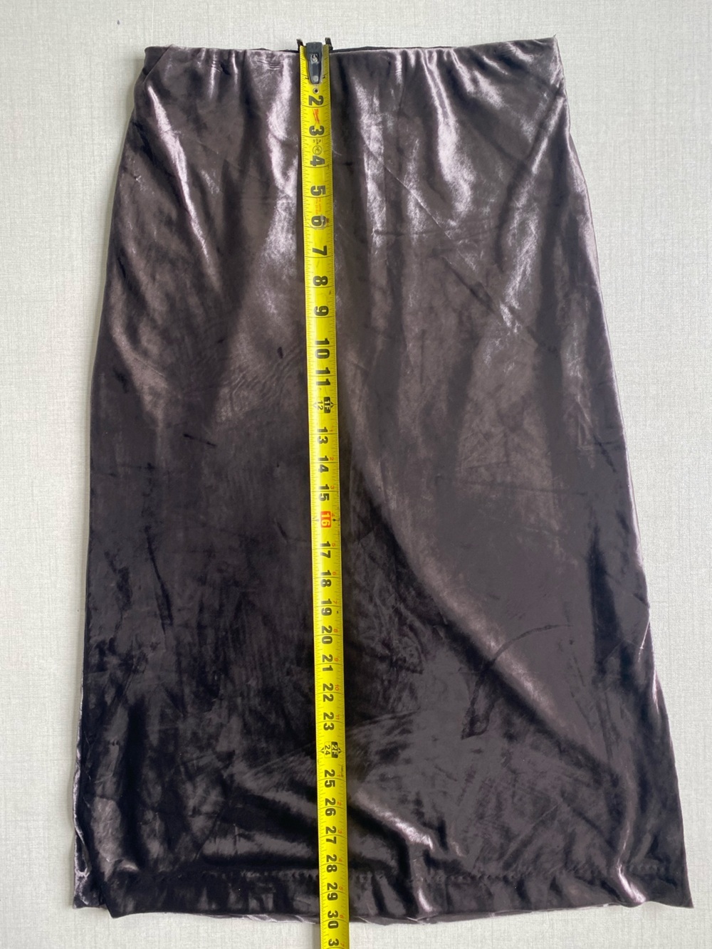 Ann Taylor Velvet Midi Skirt Size XS Grey Silver Liquid Metallic Slip PullOn - Picture 4 of 9